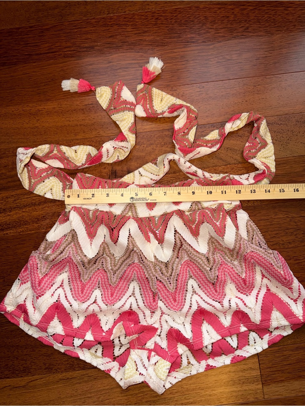 Trina Turk Coral Chevron Knit Shorts with Tassel Tie - Picture 7 of 12
